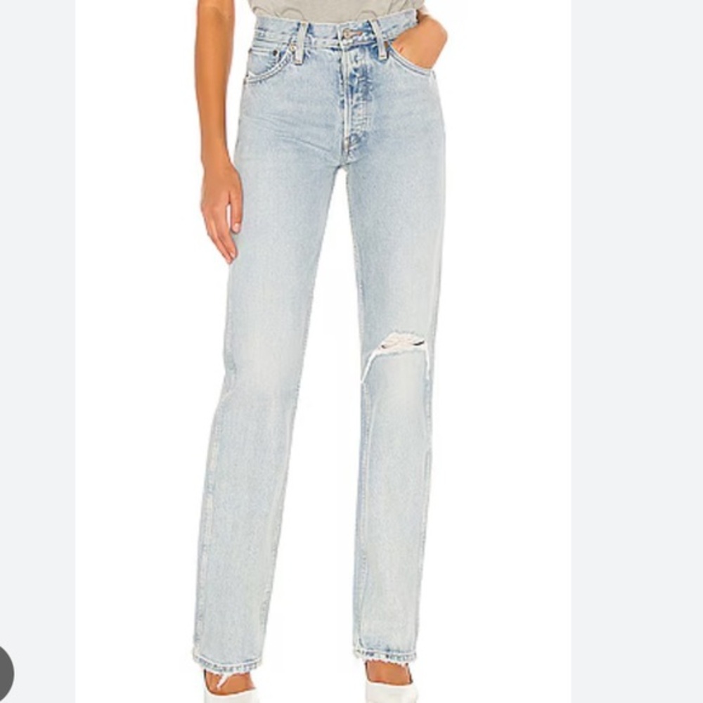 Re/Done Originals 90s High Rise Loose Jeans with‎ Busted Knee